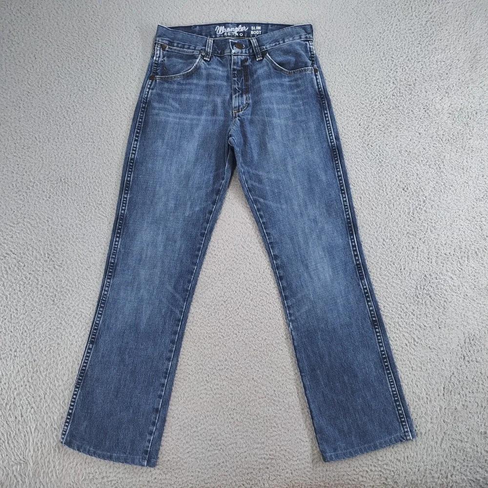 Wrangler Jeans Men 29x31 Blue Retro Slim Boot Cowboy Western Southwest Chore